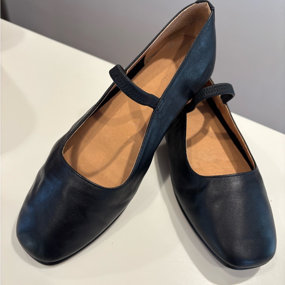 Madewell The Greta Black Leather Ballet Flats,  7